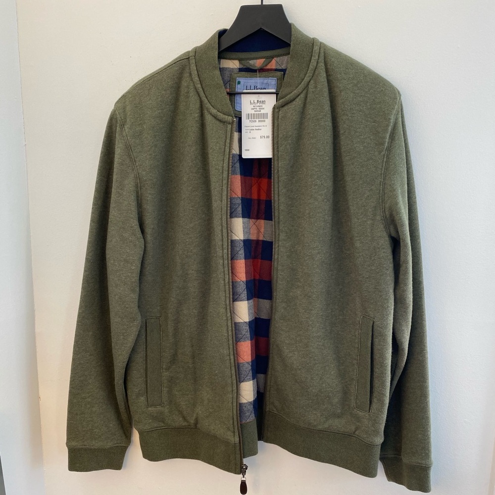LLBean bomber heavy sweatshirt material